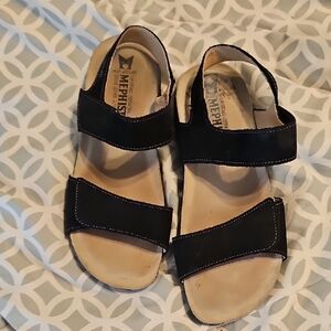 Mephisto Agave Women's Black Sandals With Nubuck Straps